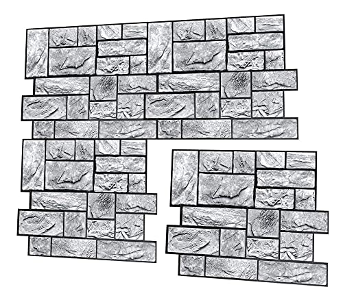 Retro-Art 3D Wall Panels, Pack of 10, Natural Stone Blocks in Grey, PVC, 17.5" x 23.75", Cover 28.86 sq.ft. 573SG