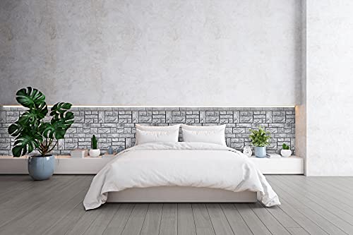 Retro-Art 3D Wall Panels, Pack of 10, Natural Stone Blocks in Grey, PVC, 17.5" x 23.75", Cover 28.86 sq.ft. 573SG