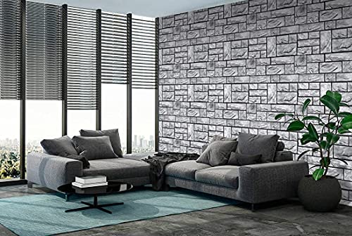 Retro-Art 3D Wall Panels, Pack of 10, Natural Stone Blocks in Grey, PVC, 17.5" x 23.75", Cover 28.86 sq.ft. 573SG