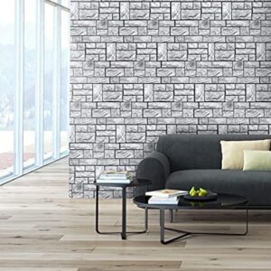 Retro-Art 3D Wall Panels, Pack of 10, Natural Stone Blocks in Grey, PVC, 17.5" x 23.75", Cover 28.86 sq.ft. 573SG