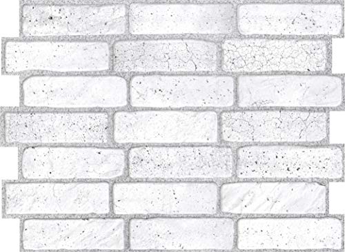 Retro-Art 3D Wall Panels, Pack of 10, Old Brick in White, PVC, 17.5" x 23.75", Cover 28.86 sq.ft. 571OG