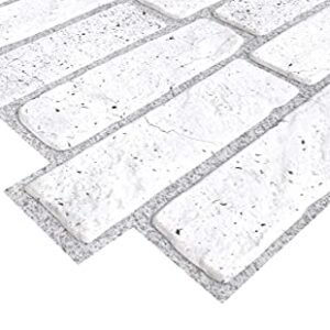 Retro-Art 3D Wall Panels, Pack of 10, Old Brick in White, PVC, 17.5" x 23.75", Cover 28.86 sq.ft. 571OG