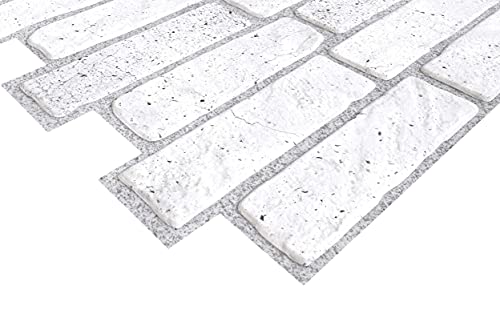 Retro-Art 3D Wall Panels, Pack of 10, Old Brick in White, PVC, 17.5" x 23.75", Cover 28.86 sq.ft. 571OG