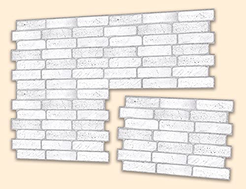 Retro-Art 3D Wall Panels, Pack of 10, Old Brick in White, PVC, 17.5" x 23.75", Cover 28.86 sq.ft. 571OG