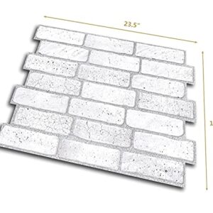 Retro-Art 3D Wall Panels, Pack of 10, Old Brick in White, PVC, 17.5" x 23.75", Cover 28.86 sq.ft. 571OG