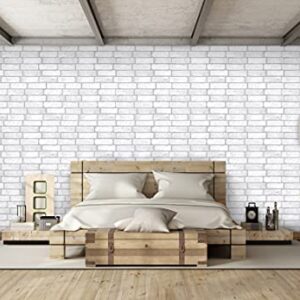 Retro-Art 3D Wall Panels, Pack of 10, Old Brick in White, PVC, 17.5" x 23.75", Cover 28.86 sq.ft. 571OG