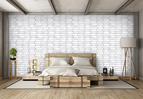 Retro-Art 3D Wall Panels, Pack of 10, Old Brick in White, PVC, 17.5" x 23.75", Cover 28.86 sq.ft. 571OG