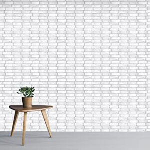 Retro-Art 3D Wall Panels, Pack of 10, Old Brick in White, PVC, 17.5" x 23.75", Cover 28.86 sq.ft. 571OG