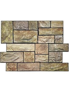 retro-art 3d wall panels, pack of 6, stacked natural limestone in light brown, pvc, 17.5" x 23.75", cover 17.31 sq.ft. 566cy