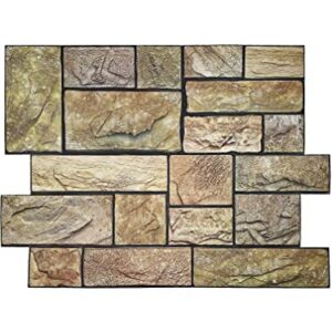 Retro-Art 3D Wall Panels, Pack of 6, Stacked Natural Limestone in Light Brown, PVC, 17.5" x 23.75", Cover 17.31 sq.ft. 566CY