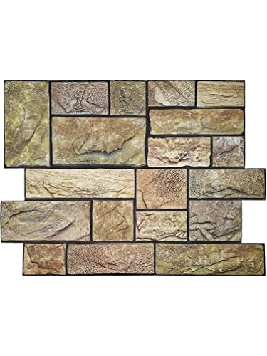 Retro-Art 3D Wall Panels, Pack of 6, Stacked Natural Limestone in Light Brown, PVC, 17.5" x 23.75", Cover 17.31 sq.ft. 566CY