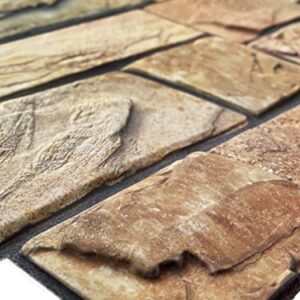 Retro-Art 3D Wall Panels, Pack of 6, Stacked Natural Limestone in Light Brown, PVC, 17.5" x 23.75", Cover 17.31 sq.ft. 566CY