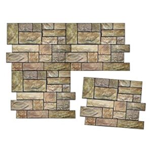 Retro-Art 3D Wall Panels, Pack of 6, Stacked Natural Limestone in Light Brown, PVC, 17.5" x 23.75", Cover 17.31 sq.ft. 566CY