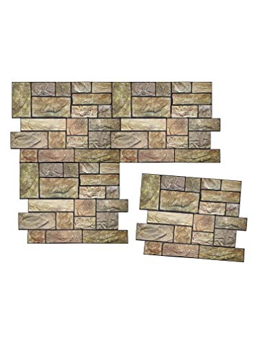 Retro-Art 3D Wall Panels, Pack of 6, Stacked Natural Limestone in Light Brown, PVC, 17.5" x 23.75", Cover 17.31 sq.ft. 566CY