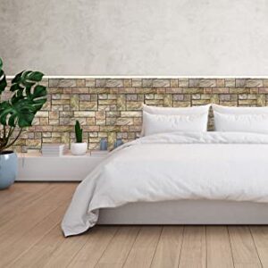 Retro-Art 3D Wall Panels, Pack of 6, Stacked Natural Limestone in Light Brown, PVC, 17.5" x 23.75", Cover 17.31 sq.ft. 566CY