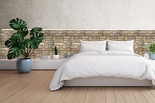 Retro-Art 3D Wall Panels, Pack of 6, Stacked Natural Limestone in Light Brown, PVC, 17.5" x 23.75", Cover 17.31 sq.ft. 566CY