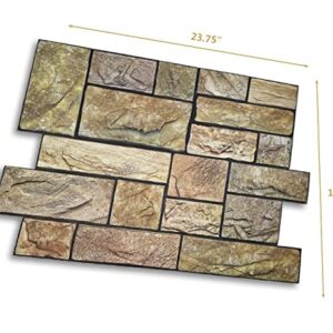 Retro-Art 3D Wall Panels, Pack of 6, Stacked Natural Limestone in Light Brown, PVC, 17.5" x 23.75", Cover 17.31 sq.ft. 566CY