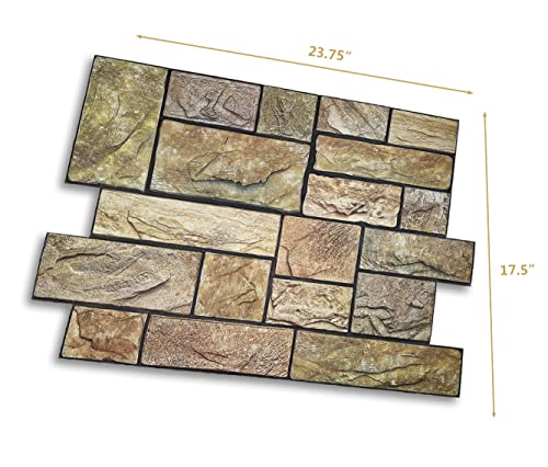 Retro-Art 3D Wall Panels, Pack of 6, Stacked Natural Limestone in Light Brown, PVC, 17.5" x 23.75", Cover 17.31 sq.ft. 566CY