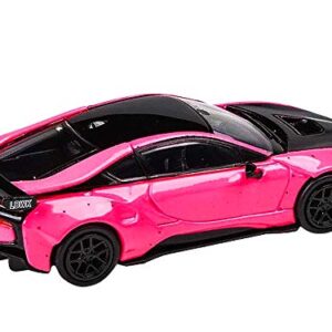 i8 Liberty Walk Hot Pink and Black 1/64 Diecast Model Car by Paragon PA-55150