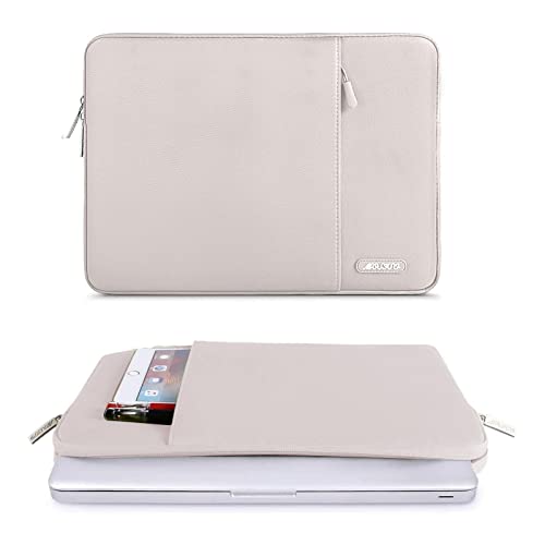 MOSISO Laptop Sleeve Bag Compatible with MacBook Air/Pro, 13-13.3 inch Notebook, Compatible with MacBook Pro 14 inch 2023-2021 A2779 M2 A2442 M1, Polyester Vertical Case with Pocket, Stone Gray