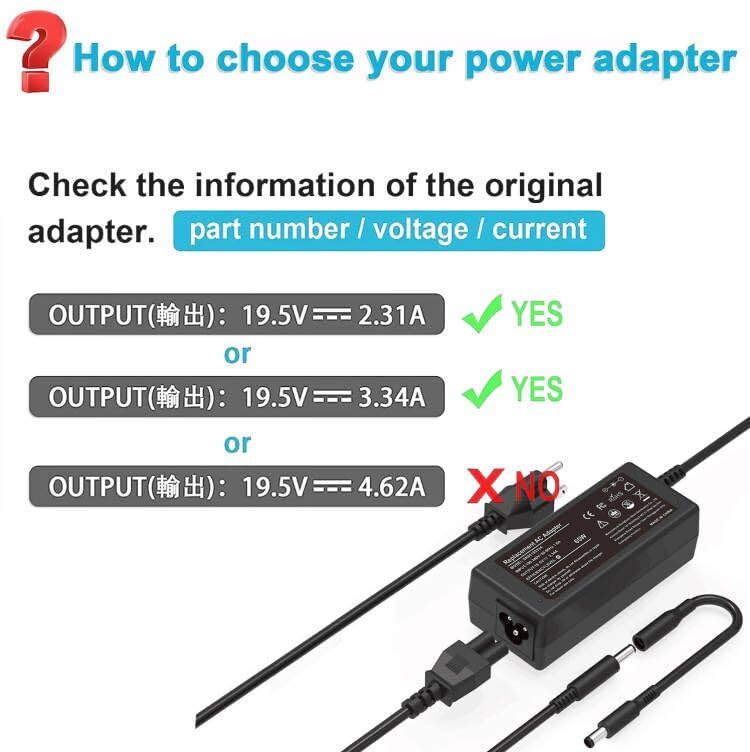 65W 45W AC Adapter Charger for Dell Laptop Charger, Dell inspiron 13 14 15 17 3000 5000 7000 Series laptops Round Connects Chargers（7.4mm and 4.5mm）