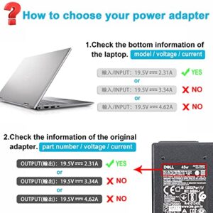 Replacement for 45w Dell AC Adapter Laptop Charger for Dell Inspiron 13 14 15 3000 5000 7000 Series 14-5000 13-7000 13-5000 17-7000 15-3552 3555 3558 3565 3567 5551 5555 5558 5559 Power Supply Cord