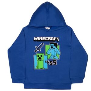 Minecraft Boys 2 Piece Fleece Pants Sets, Pullover Hoodie and Jogger Set for Boys (Blue, Size 4)