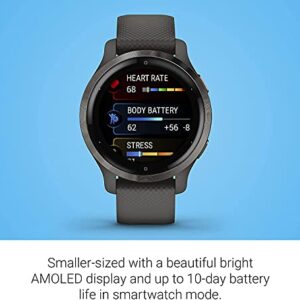 Garmin Venu 2S, Smaller-sized GPS Smartwatch with Advanced Health Monitoring and Fitness Features, Slate Bezel with Graphite Case and Silicone Band