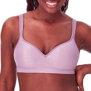 bali comfort revolution wireless bra, full-coverage wirefree bra, wireless everyday bra with cool comfort fabric, perfectly purple zag, 40c