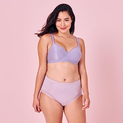 Bali Comfort Revolution Wireless Bra, Full-Coverage Wirefree Bra, Wireless Everyday Bra with Cool Comfort Fabric, Perfectly Purple Zag, 40C