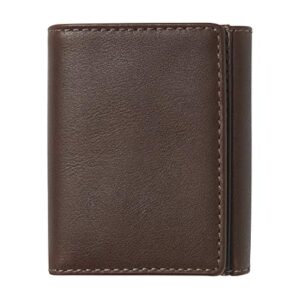 hoj co. dutton extra capacity trifold wallet with flip out id| 9 card slots & 3 pockets | full grain nappa leather | brown tri fold wallet