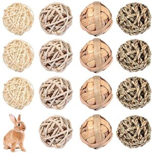 15 pieces small animal chew ball toy rolling activity play balls bunny treat ball grass ball pet cage accessories for rabbits guinea pigs chinchilla teeth grinding gnawing biting (classic style)