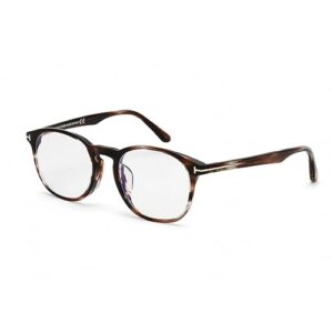 eyeglasses tom ford ft 5680 -f-b asian fit 053 shiny striped brown havana/blue