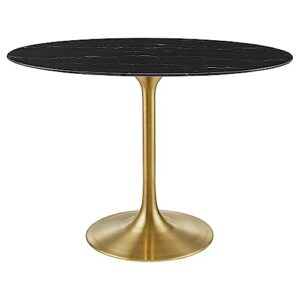 modway lippa oval artificial marble 42" dining table, gold black