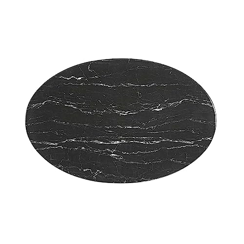 Modway Lippa Oval Artificial Marble 42" Dining Table, Gold Black
