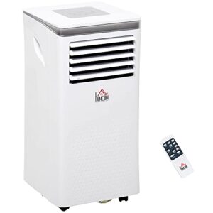 homcom 8000 btu mobile portable air conditioner for home office cooling, dehumidifier, and ventilating, portable ac unit with remote control, 24h timer, white