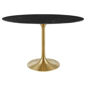 modway lippa oval artificial marble 48" dining table, gold black