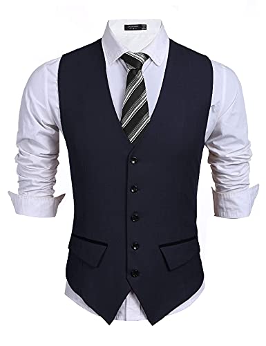 COOFANDY Men's Dress Vest Slim Fit Formal Dress Waistcoat Casual Business Wedding Suit Vest