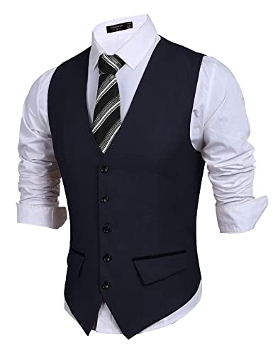 COOFANDY Men's Dress Vest Slim Fit Formal Dress Waistcoat Casual Business Wedding Suit Vest