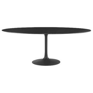 modway lippa oval artificial marble 78" dining table, black black
