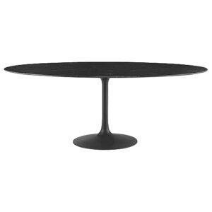 Modway Lippa Oval Artificial Marble 78" Dining Table, Black Black