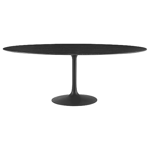 Modway Lippa Oval Artificial Marble 78" Dining Table, Black Black