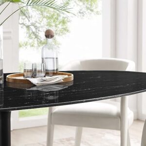 Modway Lippa Oval Artificial Marble 78" Dining Table, Black Black