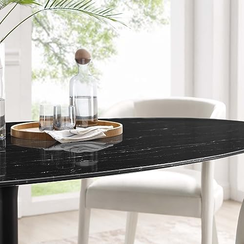 Modway Lippa Oval Artificial Marble 78" Dining Table, Black Black