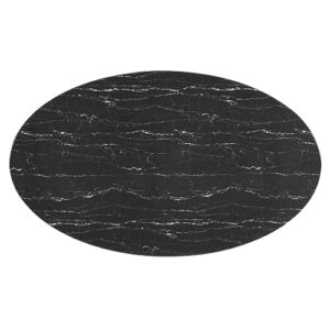 Modway Lippa Oval Artificial Marble 78" Dining Table, Black Black