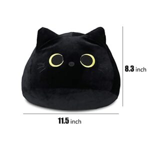 3D Black Cat Plush Toy Pillow, Cute Animal Cat-Shaped Stuffed Pillow Cushion Great Gifts / Gifted for Birthday , Valentine's Day , Christmas to Give Girlfriend，Children and Kids (Black-M(8.3"))