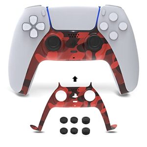 nexigo ps5 controller faceplate with thumb grips, replacement shell decoration accessories, grip decorative strip for sony playstation 5 dualsense controller, camouflage red