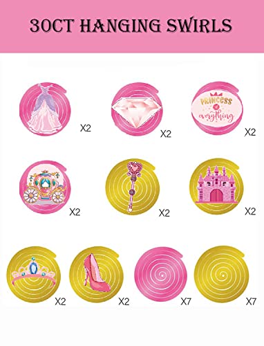 JHkim Princess Party Decorations, 30 CT Princess Birthday Party Supplies for Baby Shower Decorations, Princess Theme Birthday Party