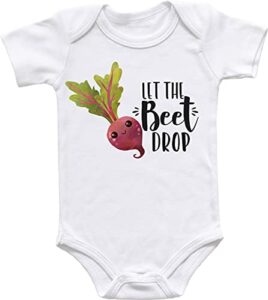 let the beet drop funny vegan baby bodysuit or tshirt, vegetable baby clothes, vegan baby gift, pun baby clothes, unisex baby shower gifts (2t short sleeve t-shirt)