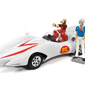 Auto World Speed Racer Mach 5 with Chim Chim and Speed Racer Figures. , Speed Racer AWSS124-1/18 Scale Diecast Model Toy Car